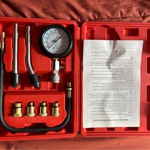 Red Automotive Pressure Gauge Kit